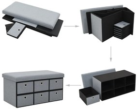 vidaXL Πάγκος Αποθήκευσης Ανοιχτό Γκρι 76x38x38 εκ. Συνθετικό Λινό