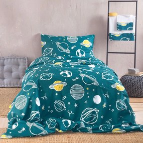 Σεντόνια Παιδικά Saturn (Σετ 3τμχ) Petrol Ρυθμός  Semi-double 160x260cm 100% Βαμβάκι