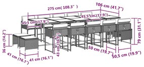 vidaXL Σετ Τραπεζαρίας Κήπου 15 τεμ Μαύρο από Συνθ. Ρατάν με Μαξιλάρια