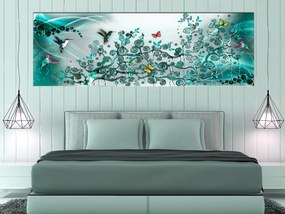 Πίνακας - Hummingbirds Dance (1 Part) Turquoise Narrow 150x50