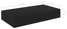 Ράφι Τοίχου με Συρτάρι Μαύρο 48 x 25 x 8 εκ. από MDF - Μαύρο