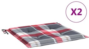 vidaXL Μαξιλάρια Καρέκλας 2τεμ Κόκκινο Καρό 40x40x3εκ. Ύφασμα Oxford