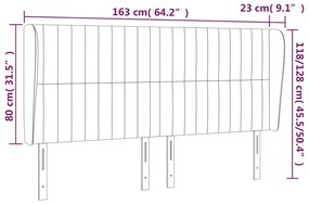 Κεφαλάρι με Πτερύγια Ανοιχτό Γκρι 163x23x118/128 εκ. Βελούδινο 3118248