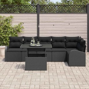 vidaXL Σετ Καναπέ Κήπου με μαξιλάρι 7 pcs Μαύρο 100 x 55 x 73 εκ