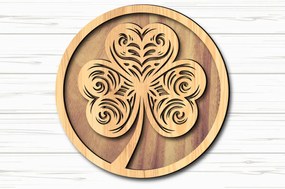 Σετ των 2 Intra απο ξύλο plywood 3mm-4mm πάχος – κοπής με λέιζερ Clover St Patrick's Day Δίασταση 20x20 cm INTRAFABR-117805400