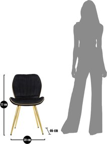 Καρέκλα 2τμχ Μαύρο/Χρυσό PARIS SPACE Μαύρο και Χρυσό 58x46x77