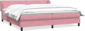 vidaXL Box Spring κρεβάτι με στρώματα ροζ 180x210 cm Βελούδινο