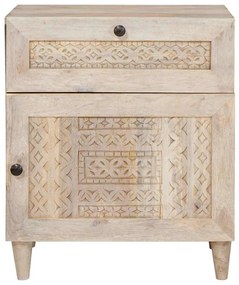 vidaXL Κομοδίνο με συρτάρι Μπεζ 50 x 33 x 60 εκ Μασίφ ξύλο μάνγκο