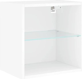 vidaXL Κομοδίνα Επιτοίχια με Φώτα LED 2 Τεμ. Λευκά
