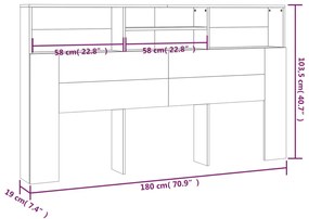 vidaXL Κεφαλάρι Με Αποθηκευτικό Χώρο Γκρι Σκυροδ. 180x19x103,5 εκ.