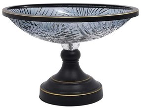 Διακοσμητικό Μπωλ Με Πόδι 373-223-980 33x19x20cm Grey Metal, Glass