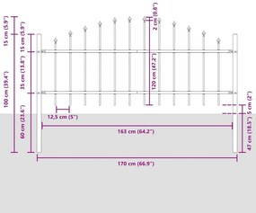 vidaXL Φράχτης Κήπου Γκρι 170 x 75 cm