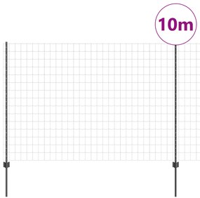 vidaXL Φράχτης  Euro με 10 U Πόδια Γκρι 1.5x10 μ Χάλυβα