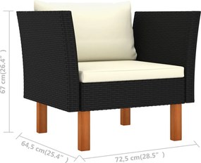 vidaXL Πολυθρόνα Κήπου από Συνθετικό Ρατάν / Μασίφ Ξύλο Ευκαλύπτου