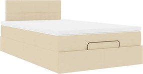 vidaXL Οθωμανικό κρεβάτι με στρώμα Cream 120x200cm ύφασμα