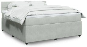 vidaXL Κρεβάτι Boxspring με Στρώμα Ανοιχτό Γκρι 180x200 εκ. Βελούδινο
