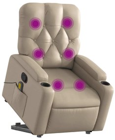 vidaXL Πολυθρόνα Μασάζ Ανακλινόμενη με Ανύψωση Καπουτσίνο Συνθ. Δέρμα