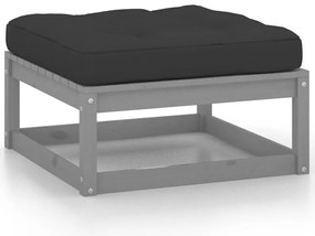 vidaXL Υποπόδια Κήπου 2 τεμ. Γκρι από Μασίφ Ξύλο Πεύκου με Μαξιλάρια