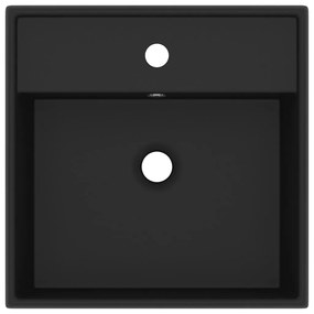 Νιπτήρας με Υπερχείλιση Τετράγωνος Μαύρο Ματ 41x41 εκ Κεραμικός - Μαύρο