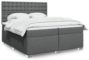 vidaXL Κρεβάτι Boxspring με Στρώμα Σκούρο Γκρι 200x200 εκ. Υφασμάτινο