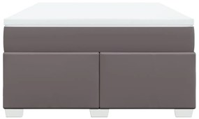 vidaXL Κρεβάτι Boxspring με Στρώμα Γκρι 140x190εκ. από Συνθετικό Δέρμα
