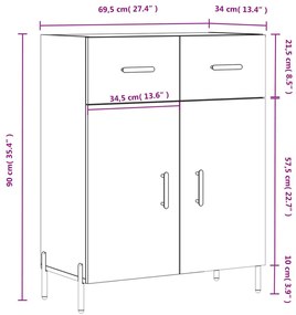 Ντουλάπι Καπνιστή Δρυς 69,5 x 34 x 90 εκ. Επεξεργασμένο Ξύλο - Καφέ