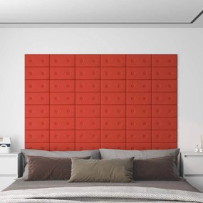 vidaXL Κεφαλάρι Τοίχου 12 pcs Κόκκινο 30 x 15 cm Τεχνητό Δέρμα