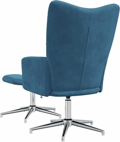 vidaXL Πολυθρόνα Relax Μπλε Βελούδινη με Σκαμπό