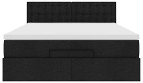 vidaXL Οθωμανικό κρεβάτι με στρώμα Μαύρο 140x190cm Ύφασμα
