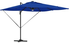 vidaXL Ομπρέλα Βραχίονα με LEDs Αζούρ Μπλε 286x285x270 εκ. Αλουμίνιο