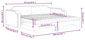 Καναπές Κρεβάτι Συρόμενος Taupe 100x200εκ. Υφασμάτινος Στρώματα - Μπεζ-Γκρι