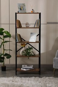 Fidelio ΒΙΒΛΙΟΘΗΚΗ (PUNTO) ΜΕΤΑΛΛΙΚΗ ΜΕ ΡΑΦΙΑ ΜΕΛΑΜΙΝΗΣ  ΧΡΩΜΑ ΜΑΥΡΟ-ΚΑΡΥΔΙ .Μ.60*Π.30*Υ.150EK. FIDELIO-FD-PNT-BK