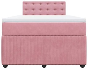 vidaXL Κρεβάτι Boxspring με Στρώμα Ροζ 120x190 εκ. Βελούδινο