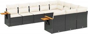 vidaXL Patio Sofa Set 10-θέσια Black and Cream