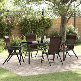 vidaXL Σέτ φαγητού για κήπο Ρυθμιζόμενο ύψος 5 pcs Καφέ Πολυ ράταν