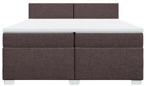 vidaXL Κρεβάτι Boxspring με Στρώμα Σκούρο Καφέ 200x200 εκ. Υφασμάτινο