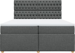 vidaXL Κρεβάτι Boxspring με Στρώμα Σκούρο Γκρι 200x200 εκ. Υφασμάτινο