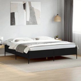 vidaXL Πλαίσιο Κρεβατιού Μαύρο 180 x 200 εκ. Επεξ. Ξύλο &amp; Μέταλλο