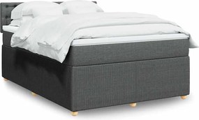 vidaXL Κρεβάτι Boxspring με Στρώμα Σκούρο Γκρι 160x200 εκ Υφασμάτινο