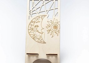 Σετ των 2 Intra απο ξύλο plywood 3mm-4mm πάχος Βάση τηλεφώνου Celestial Sun &amp; Moon Δίασταση 15x15 cm INTRAFABR-66105714