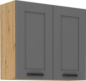 Κρεμαστό ντουλάπι Nelor 80 G 72 2F-Γκρι σπέσιαλ - Φυσικό