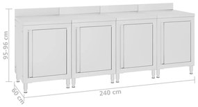 Ερμάριο Πάγκος Εργασίας 240 x 60 x 96 εκ. από Ανοξείδωτο Ατσάλι