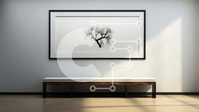 Intra Συλλεκτικό Ξύλινο Παζλ Plywood  4mm - Δέντρο σε ένα μινιμαλιστικό δωμάτιο Σε Ξύλινο Κουτί - Διαστάσεις Puzzle: 10x10 cm – 25 κομμάτια