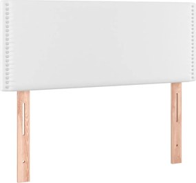 vidaXL Κρεβάτι Boxspring με Στρώμα &amp; LED Λευκό 90x200 εκ. Συνθ. Δέρμα