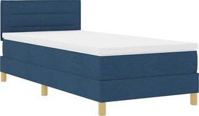 vidaXL LED Κρεβάτι με βάθρο με κεφαλάρι Μπλε 90 x 200 cm ύφασμα
