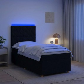 vidaXL Κρεβάτι box spring με στρώμα Μαύρο 90 x 200 cm Ύφασμα
