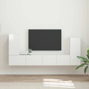 vidaXL Σετ επίπλου τηλεόρασης 4 pcs Υψηλής γυαλάδας λευκό