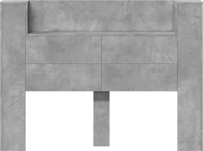 vidaXL Κεφαλάρι Ντουλάπι με LED Σκυρόδεμα 140 x 16,5 x 103,5 cm