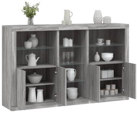 vidaXL Μπουφές με Φώτα LED Γκρι Sonoma 162 x 37 x 100 εκ.