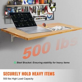 VEVOR Wall Mounted Floating Folding Table Laptop Desk Home Office 47.24x19.69 in